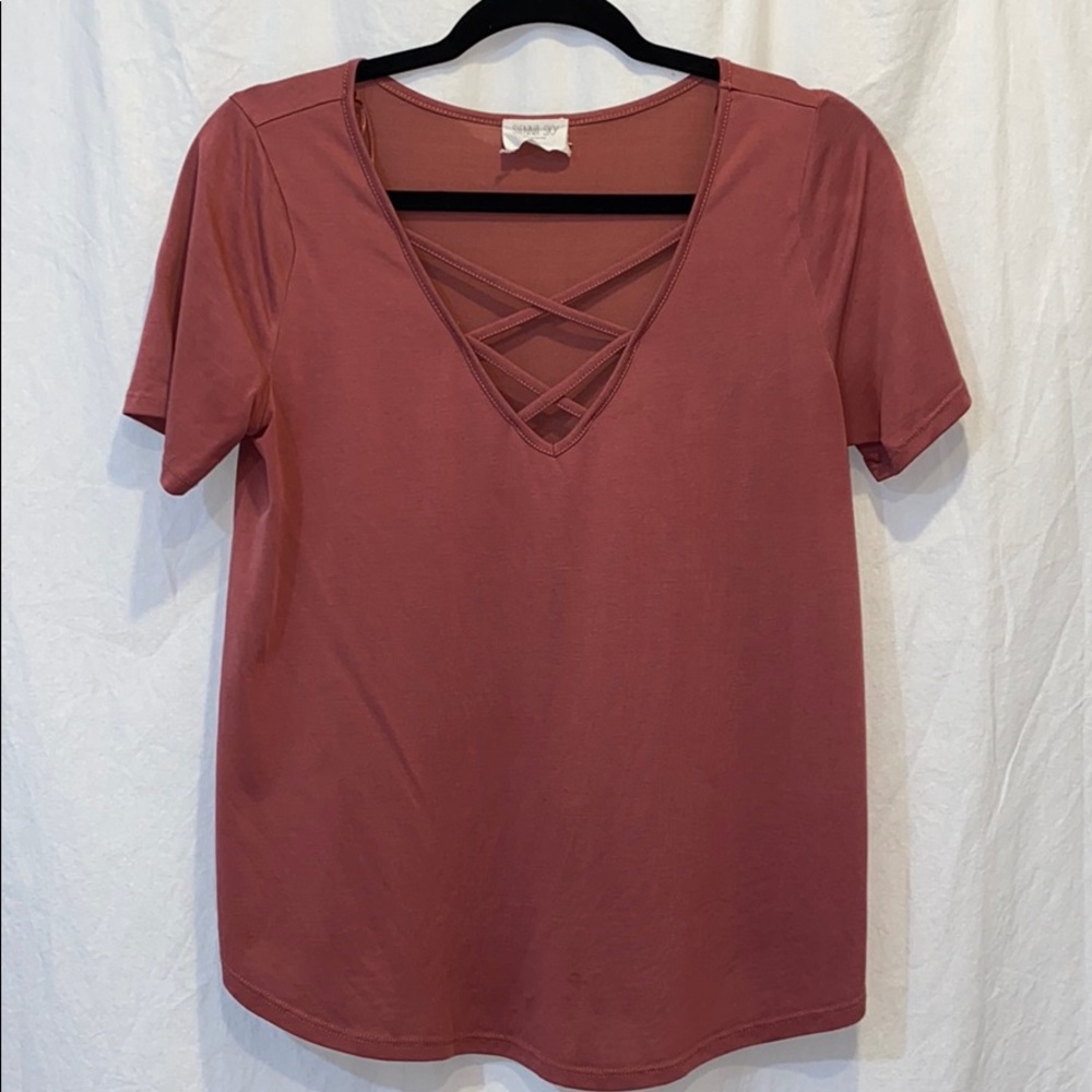 Cross-Front Pink Top